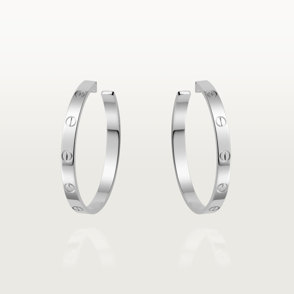 Love フープ イヤリング、ラージモデルホワイトゴールド