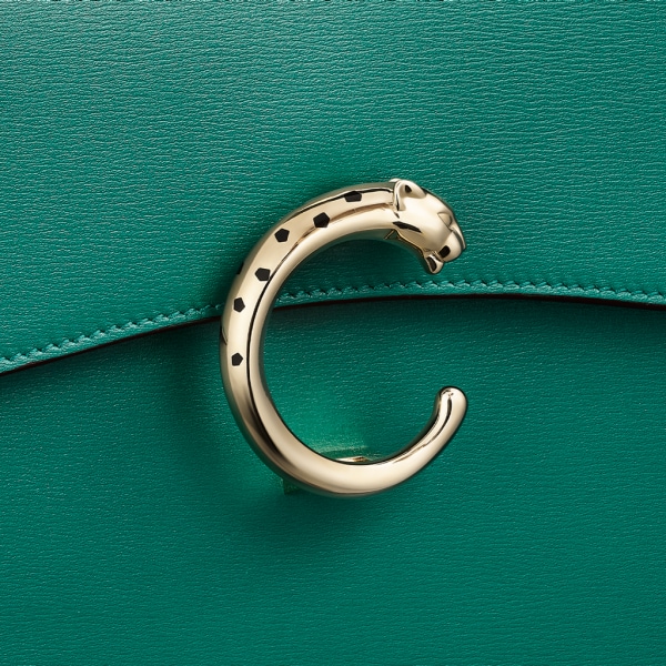 パンテール ドゥ カルティエ トップハンドルバッグ スモール ダークグリーン カーフスキン、ゴールドフィニッシュ