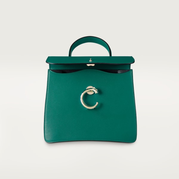 パンテール ドゥ カルティエ トップハンドルバッグ スモール ダークグリーン カーフスキン、ゴールドフィニッシュ