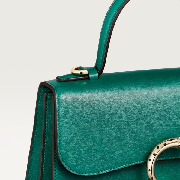 パンテール ドゥ カルティエ トップハンドルバッグ スモール ダークグリーン カーフスキン、ゴールドフィニッシュ