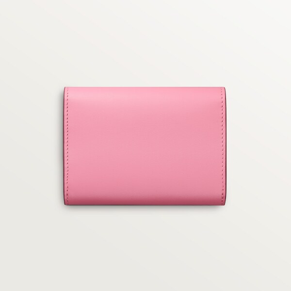 C ドゥ カルティエ ミニウォレット ピンク/ペールピンクのツートーン カーフスキン、パラジウム＆ペールピンク エナメルフィニッシュ