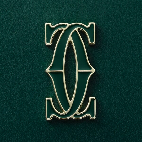 シンプルカードホルダー、C ドゥ カルティエ ダークグリーン カーフスキン、ゴールド＆ダークグリーン エナメルフィニッシュ