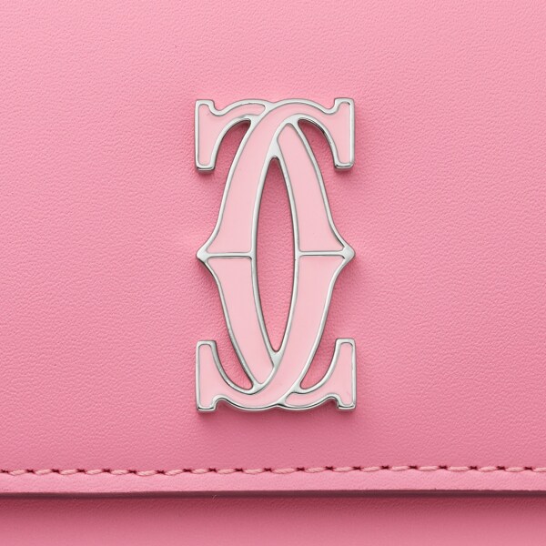 C ドゥ カルティエ ミニウォレット ピンク/ペールピンクのツートーン カーフスキン、パラジウム＆ペールピンク エナメルフィニッシュ