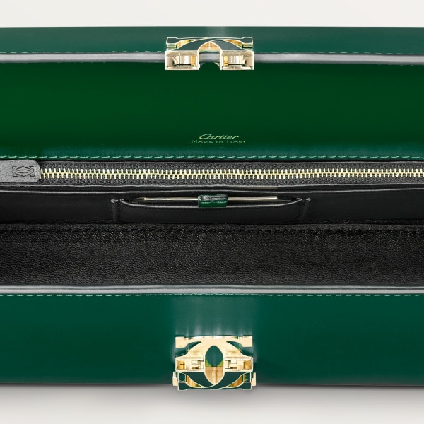 C ドゥ カルティエ チェーンバッグ スモール  ダークグリーン カーフスキン、ゴールド＆ダークグリーン エナメルフィニッシュ