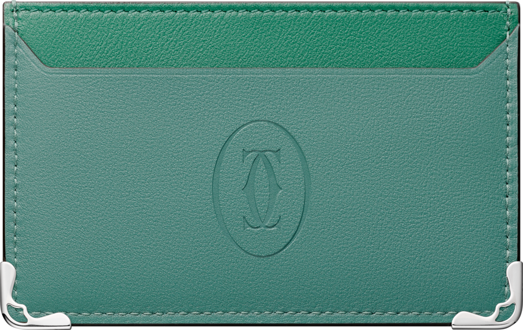 シンプル カードホルダー、マスト ドゥ カルティエアベンチュリン カーフスキン、パラジウムフィニッシュ