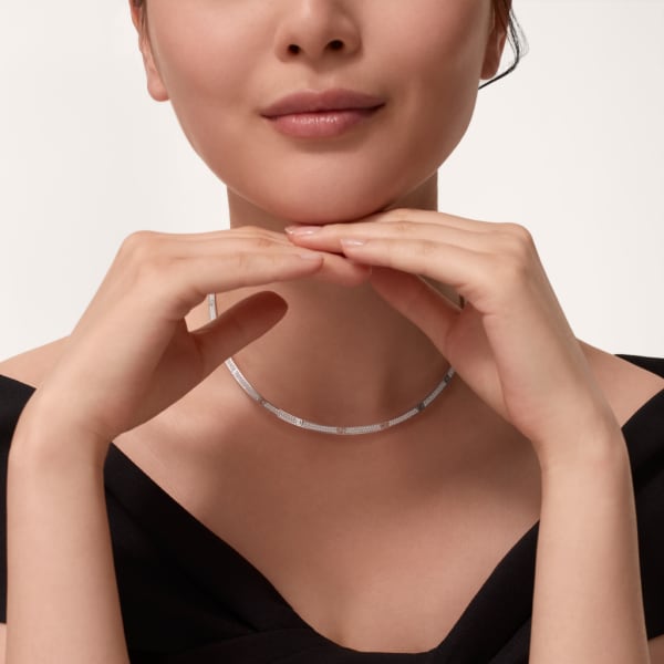 Love トルク ネックレス、パヴェ ホワイトゴールド、ダイヤモンド