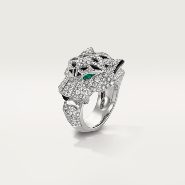 CRN4211000 パンテール ドゥ カルティエ リング ホワイトゴールド、ダイヤモンド、エメラルド、オニキス Cartier