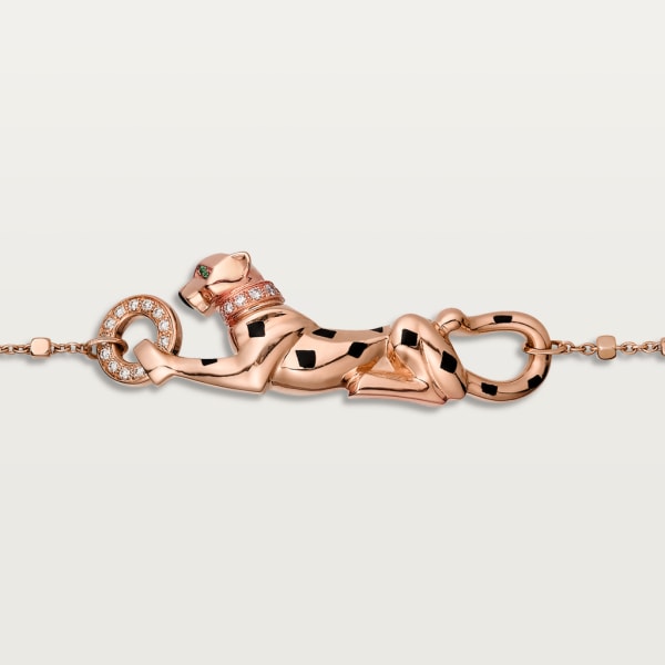 パンテール ドゥ カルティエ ブレスレット、チェーン、ダイヤモンド ピンクゴールド、ツァボライトガーネット、ダイヤモンド