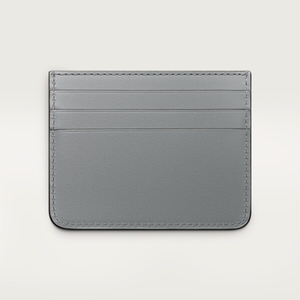 シンプルカードホルダー、C ドゥ カルティエ グレー カーフスキン、グレーエナメル、ゴールドフィニッシュ