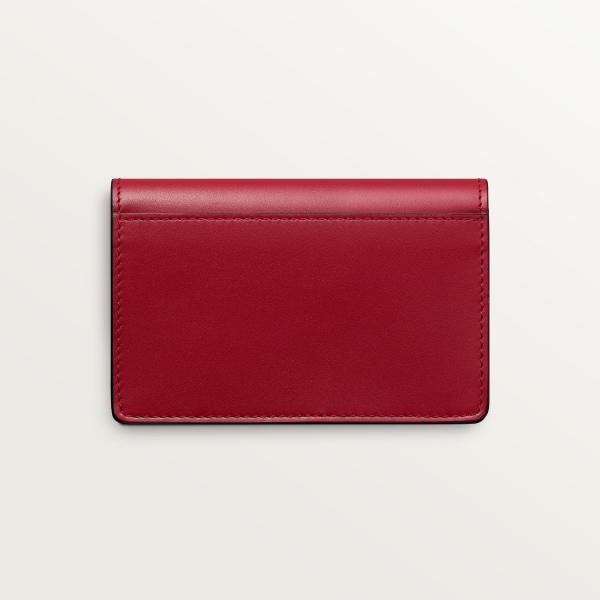 C ドゥ カルティエ フラップ付マルチ カードホルダー チェリーレッド カーフスキン、ゴールドフィニッシュ、チェリーレッド エナメル