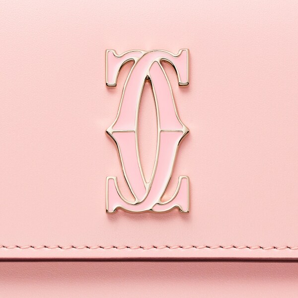 C ドゥ カルティエ ミニウォレット ペールピンク カーフスキン、ゴールド＆ペールピンク エナメルフィニッシュ