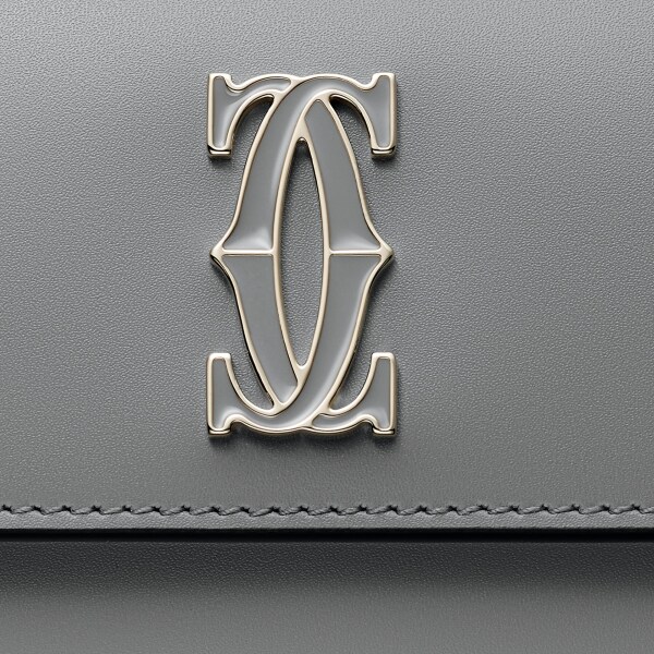 C ドゥ カルティエ ミニウォレット グレー カーフスキン、グレーエナメル、ゴールドフィニッシュ