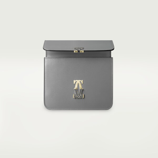 ショルダーバッグ、ミニ、C ドゥ カルティエ グレー カーフスキン、グレーエナメル、ゴールドフィニッシュ