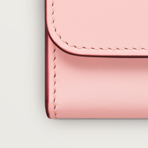 C ドゥ カルティエ ミニウォレット ペールピンク カーフスキン、ゴールド＆ペールピンク エナメルフィニッシュ