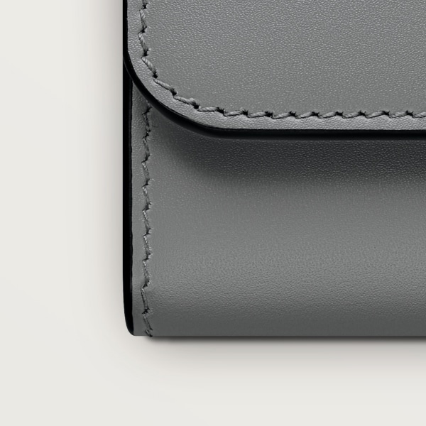 C ドゥ カルティエ ミニウォレット グレー カーフスキン、グレーエナメル、ゴールドフィニッシュ