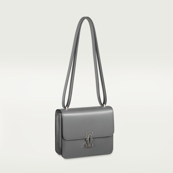 ショルダーバッグ、ミニ、C ドゥ カルティエ グレー カーフスキン、グレーエナメル、ゴールドフィニッシュ