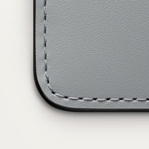 シンプルカードホルダー、C ドゥ カルティエ グレー カーフスキン、グレーエナメル、ゴールドフィニッシュ