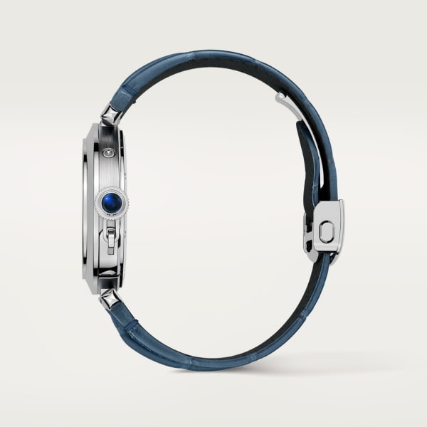 パシャ ドゥ カルティエ ウォッチ 41mm、自動巻きムーブメント、スティール、インターチェンジャブル レザーストラップ