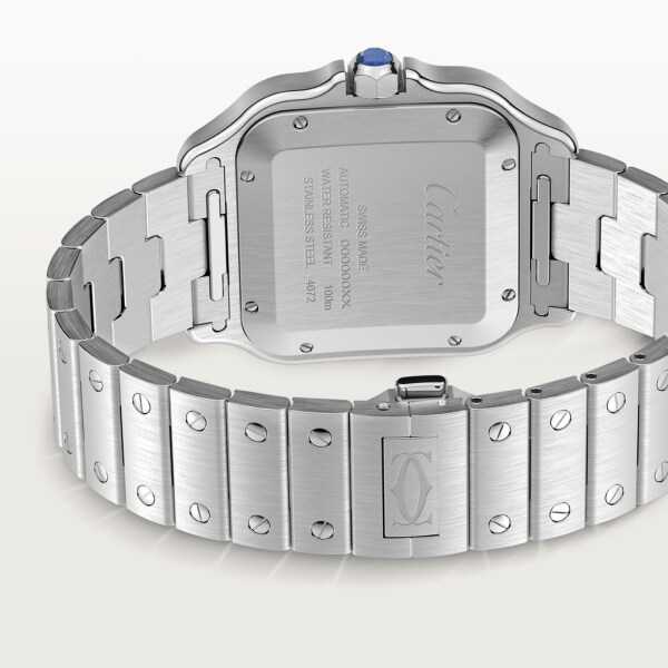 サントス ドゥ カルティエ ウォッチ ラージモデル、自動巻きムーブメント、スティール、PVD、インターチェンジャブル メタルブレスレット＆ラバーストラップ