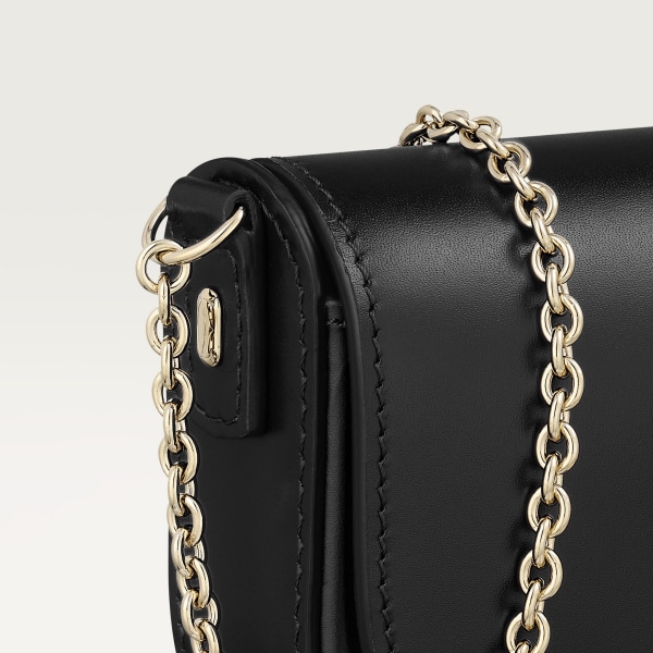 C ドゥ カルティエ チェーンバッグ マイクロ ブラック カーフスキン、ゴールド＆ブラックのエナメルフィニッシュ