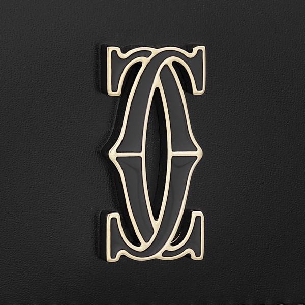 C ドゥ カルティエ チェーンバッグ マイクロ ブラック カーフスキン、ゴールド＆ブラックのエナメルフィニッシュ