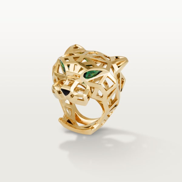 CRN4722500 パンテール ドゥ カルティエ リング イエローゴールド、ツァボライト ガーネット、オニキス Cartier