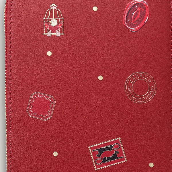 ディアボロ ドゥ カルティエ フォンポーチ レッド カーフスキン、ゴールド フィニッシュ