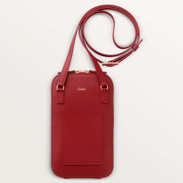 ディアボロ ドゥ カルティエ フォンポーチ レッド カーフスキン、ゴールド フィニッシュ
