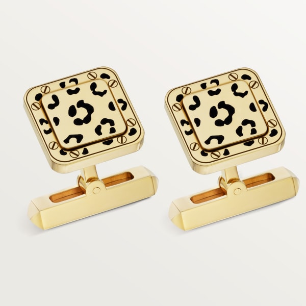 パンテール ドゥ カルティエ カフリンクス イエローゴールド、ブラックラッカー