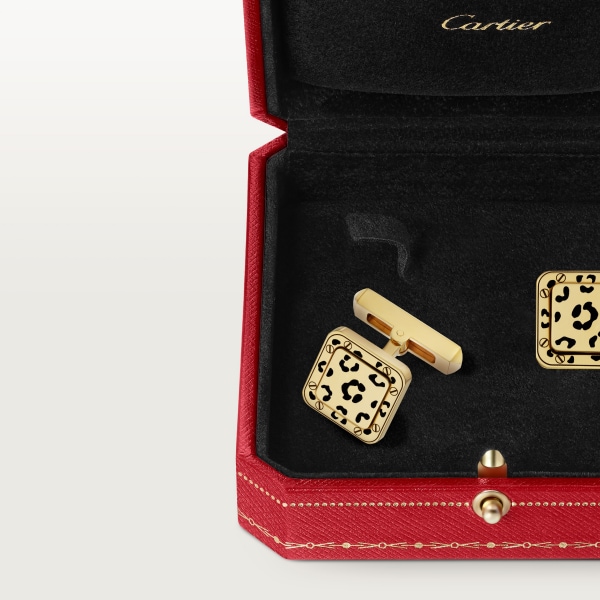 パンテール ドゥ カルティエ カフリンクス イエローゴールド、ブラックラッカー