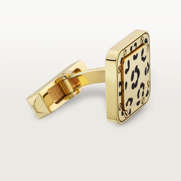 パンテール ドゥ カルティエ カフリンクス イエローゴールド、ブラックラッカー