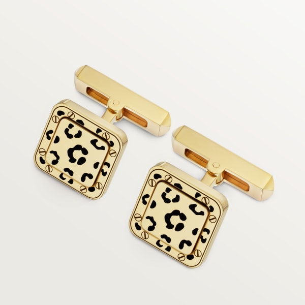 パンテール ドゥ カルティエ カフリンクス イエローゴールド、ブラックラッカー