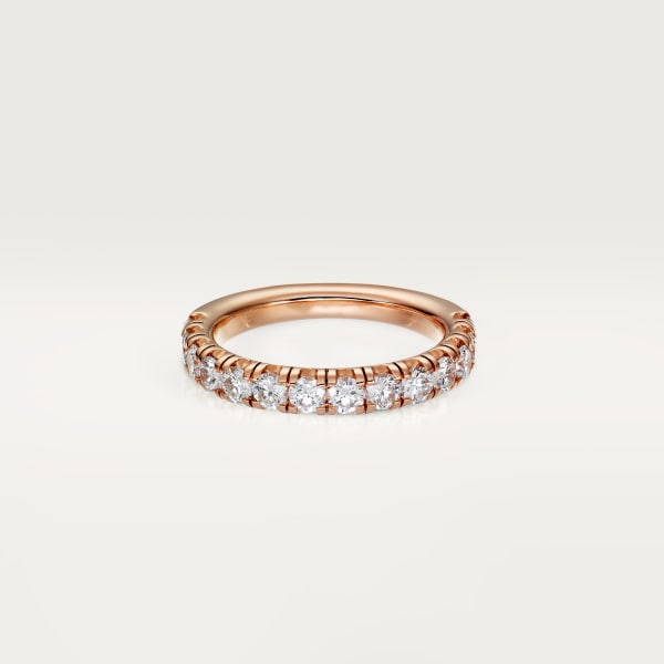 エタンセル ドゥ カルティエ ウェディングリング、幅3.5mm、セミパヴェセッティング ピンクゴールド、ダイヤモンド