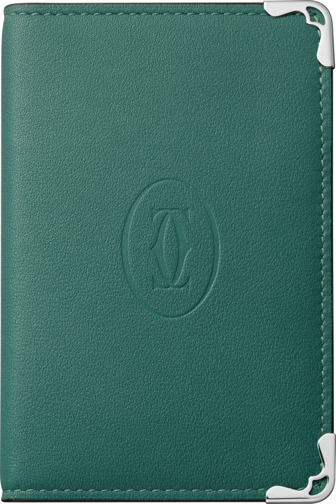 マスト ドゥ カルティエ スモール レザーグッズ、カードホルダーアベンチュリン カーフスキン、パラジウムフィニッシュ