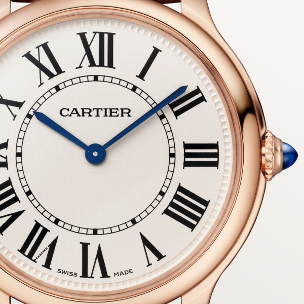ロンド ルイ カルティエ ウォッチ 36 mm、クォーツムーブメント、ローズゴールド、レザー