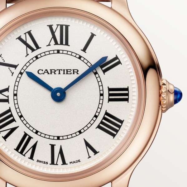 ロンド ルイ カルティエ ウォッチ 29 mm、クォーツムーブメント、ローズゴールド、レザー