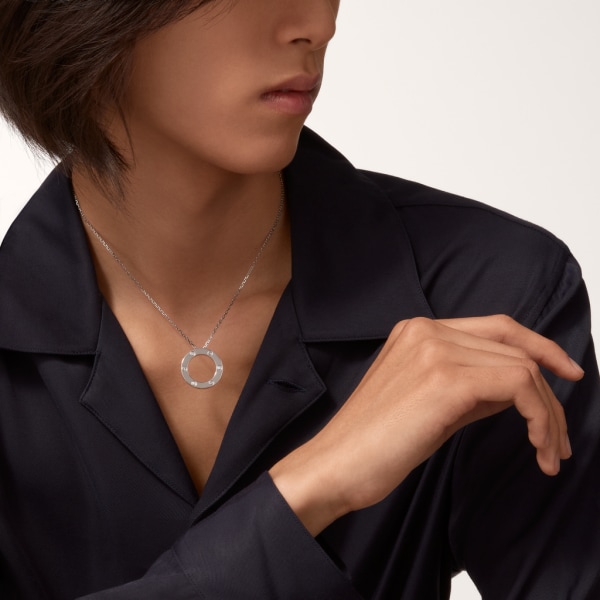 Love ネックレス、ダイヤモンド3石 ホワイトゴールド、ダイヤモンド