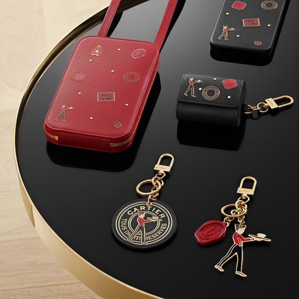 ディアボロ ドゥ カルティエ フォンポーチ レッド カーフスキン、ゴールド フィニッシュ