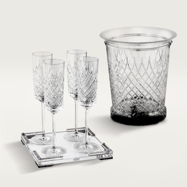 パンテール ドゥ カルティエ シャンパン セット ホワイトゴールド、ブラックジェイド、ツァボライト、アイオライト、タヒチ産ブラックパール、スポッツ入りのオブシディアン、ロッククリスタル、クリスタル、ダイヤモンド