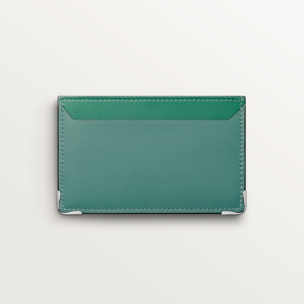 シンプル カードホルダー、マスト ドゥ カルティエ アベンチュリン カーフスキン、パラジウムフィニッシュ