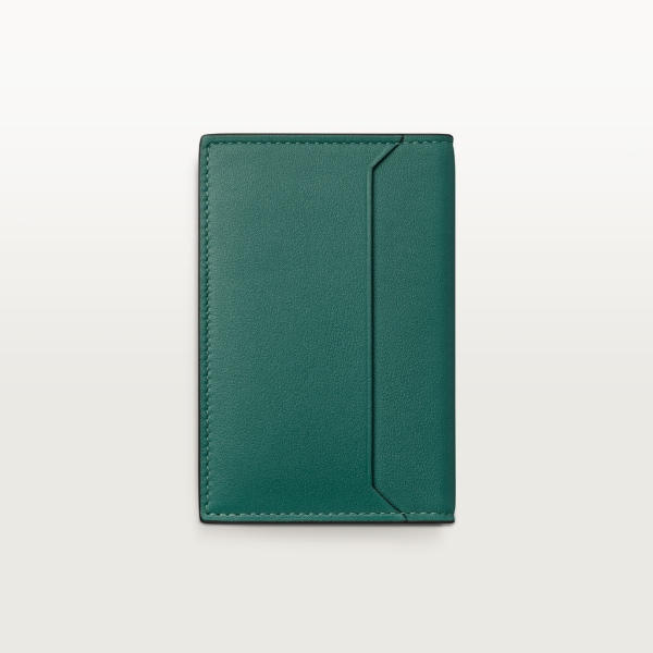 マスト ドゥ カルティエ スモール レザーグッズ、カードホルダー アベンチュリン カーフスキン、パラジウムフィニッシュ