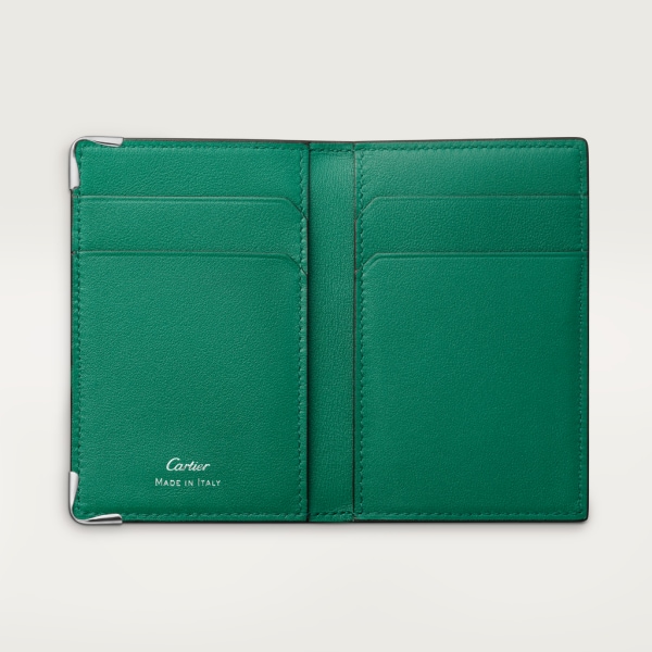 マスト ドゥ カルティエ スモール レザーグッズ、カードホルダー アベンチュリン カーフスキン、パラジウムフィニッシュ