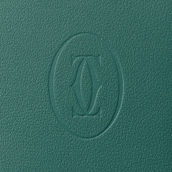 マスト ドゥ カルティエ スモール レザーグッズ、カードホルダー アベンチュリン カーフスキン、パラジウムフィニッシュ