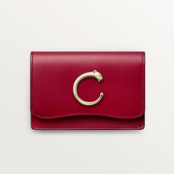 パンテール ドゥ カルティエ  ミニウォレット
 チェリーレッド カーフスキン、ゴールドフィニッシュ
