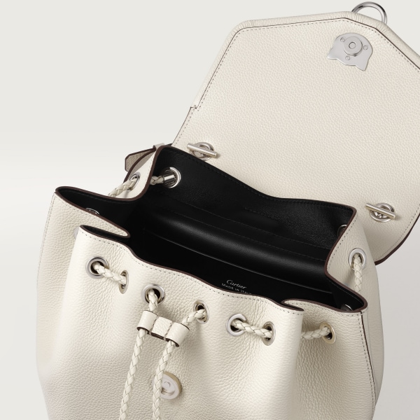 バックパック パンテール グラフィック  ソルトホワイト グレインド カーフスキン、パラジウムフィニッシュ