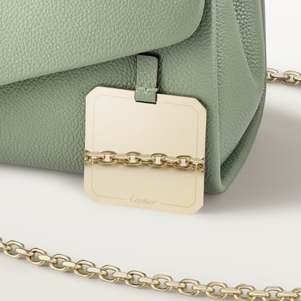 スモール バッグ パンテール  セージグリーン グレインド カーフスキン、ゴールドフィニッシュ