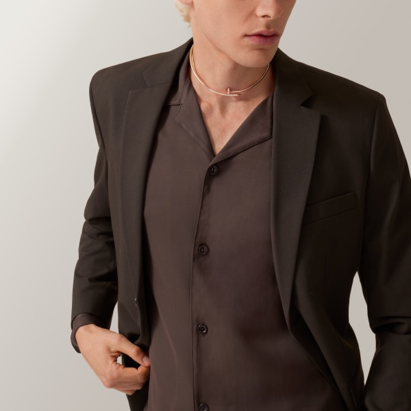 ジュスト アン クル トルク ネックレス、スモールモデル、リバースセッティング ダイヤモンド、ダイヤモンド ピンクゴールド、ダイヤモンド