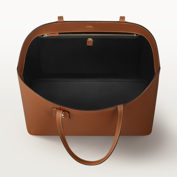 トートバッグ C ドゥ カルティエ  キャラメル グレイン カーフスキン、ゴールドフィニッシュ