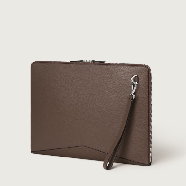 ロザンジュ ポートフォリオ ペッパーグレー グレインド カーフスキン、パラジウムフィニッシュ＆エナメル