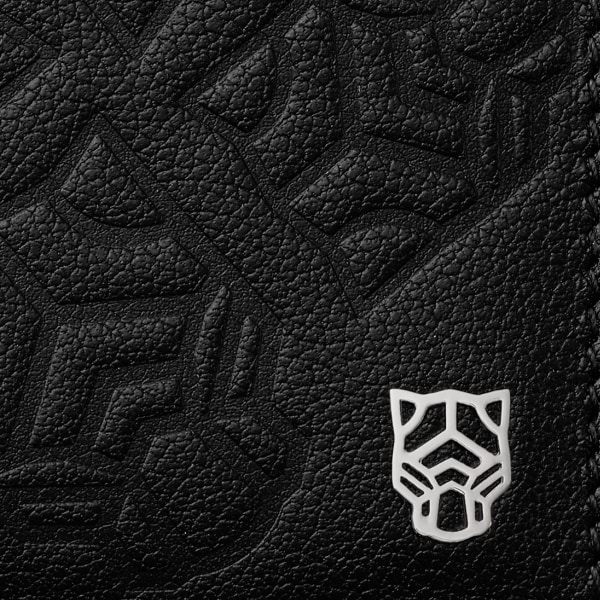 ウォレット パンテール  ブラック エンボス加工カーフスキン、パラジウムフィニッシュ